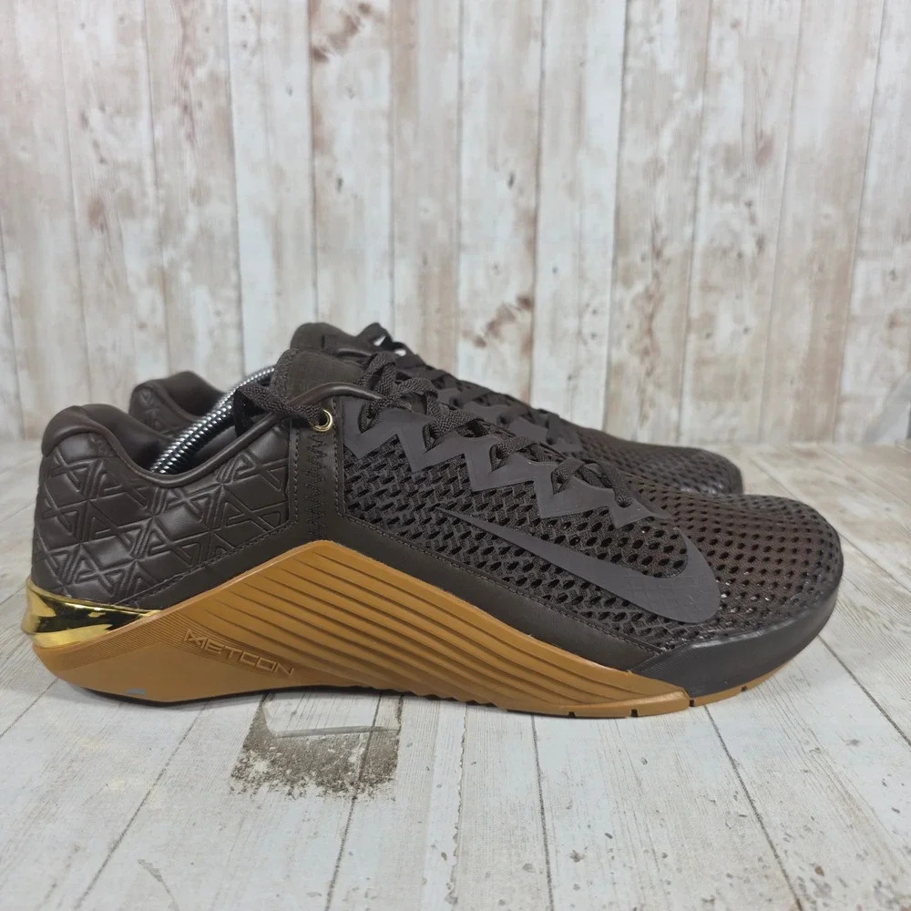 Nike Metcon 6 Baroque Brown Gum‎ Gold Mens Training Shoes CV1262-200 Size 12.5